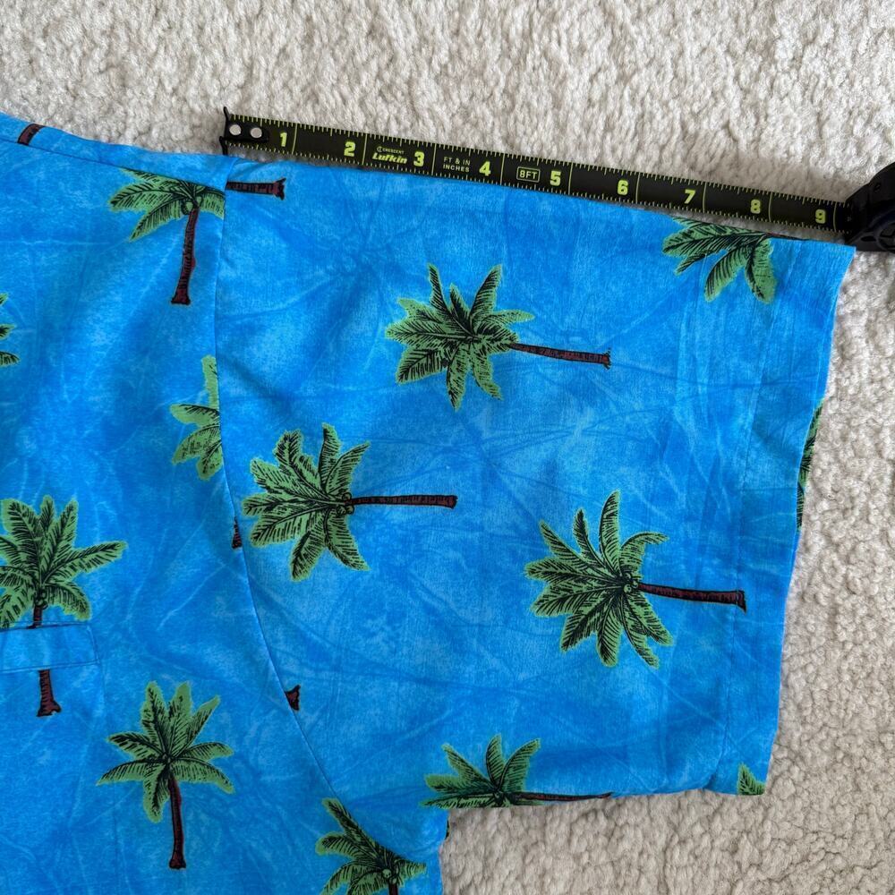 RIMA | VTG 90s Hawaiian Print Silk Blue Button Down Shirt Summer Men's Size M - Picture 7 of 8